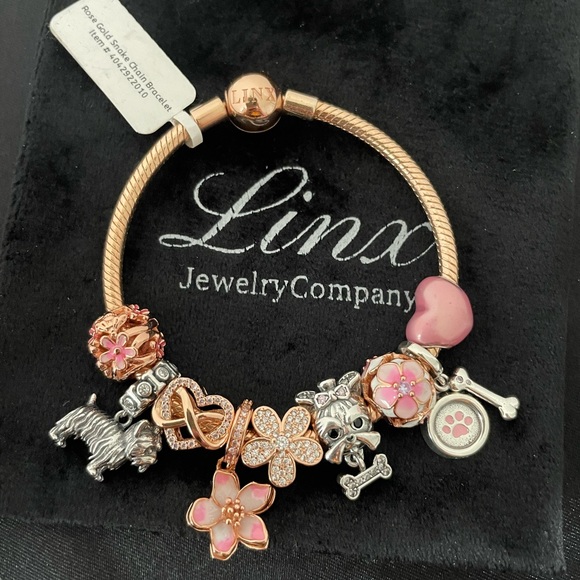 Linx Rose Gold Bracelet with Yorkshire Terrier Yorkie Themed Charms - Picture 6 of 9